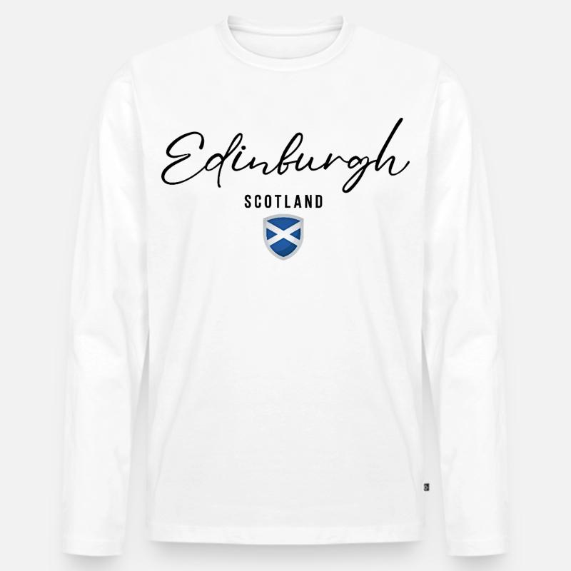 Elegantes Design Edinburgh, schottischer Stolz - Männer Premium Bio Langarmshirt - Weiß