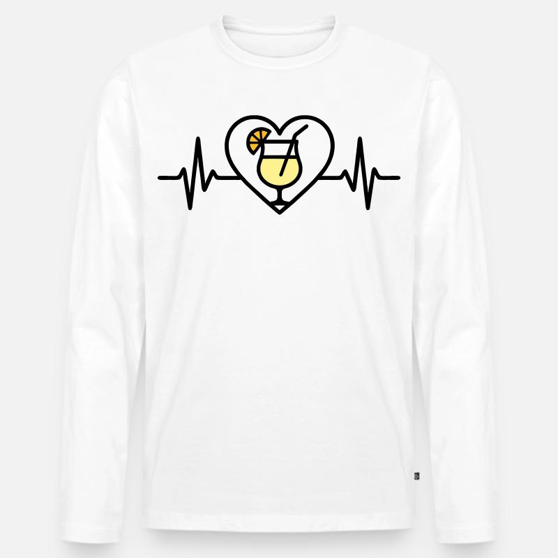 Piña Colada Herz Cocktail Tropisch - Männer Premium Bio Langarmshirt - Weiß