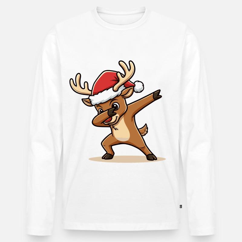 Weihnachts Rentier Dab Design - Männer Premium Bio Langarmshirt - Weiß