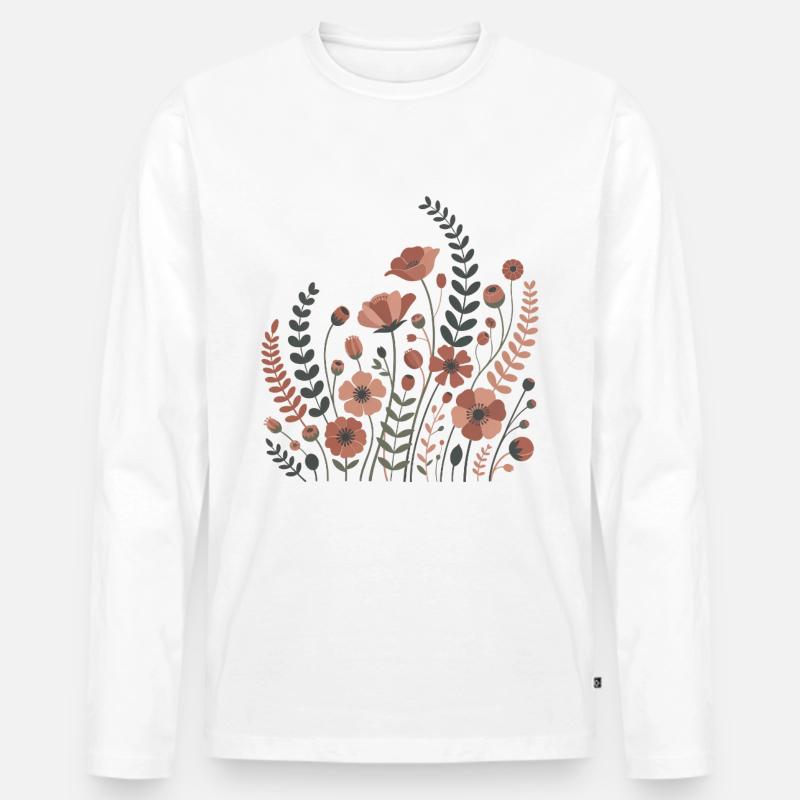 Boho Blumen – Blühende Harmonie - Männer Premium Bio Langarmshirt - Weiß