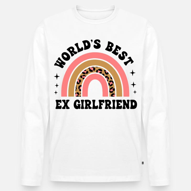 Leopard Regenbogen Muster - Männer Premium Bio Langarmshirt - Weiß