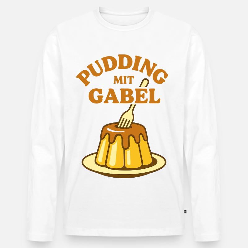Pudding mit Gabel - Männer Premium Bio Langarmshirt - Weiß