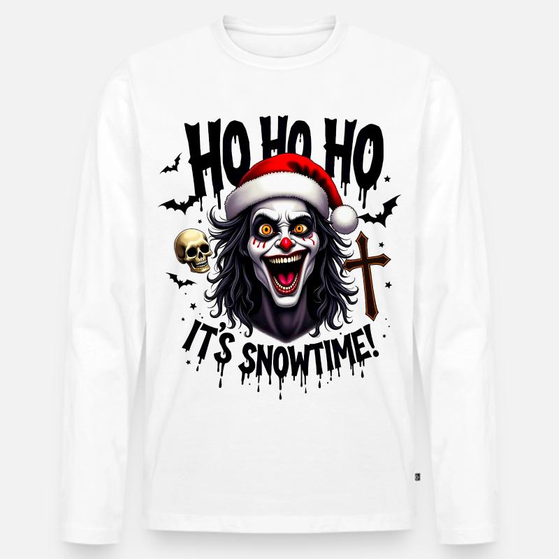 Psycho Clown Santa Horror - Männer Premium Bio Langarmshirt - Weiß