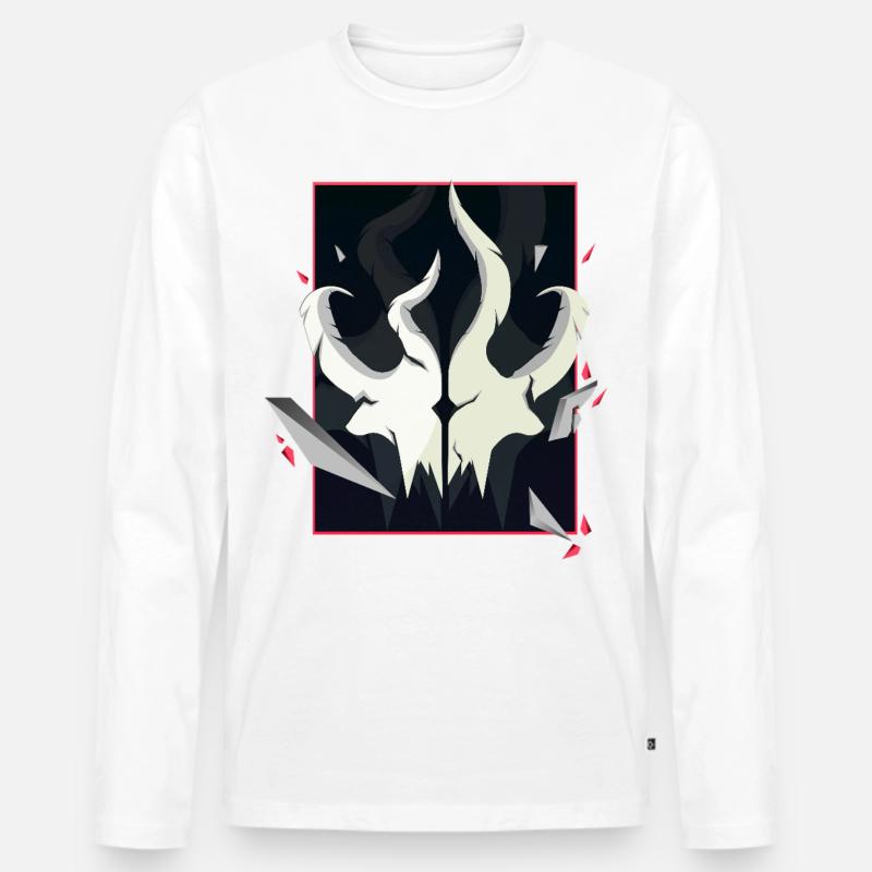 Horned Skull – Rote Akzent Edition - Männer Premium Bio Langarmshirt - Weiß