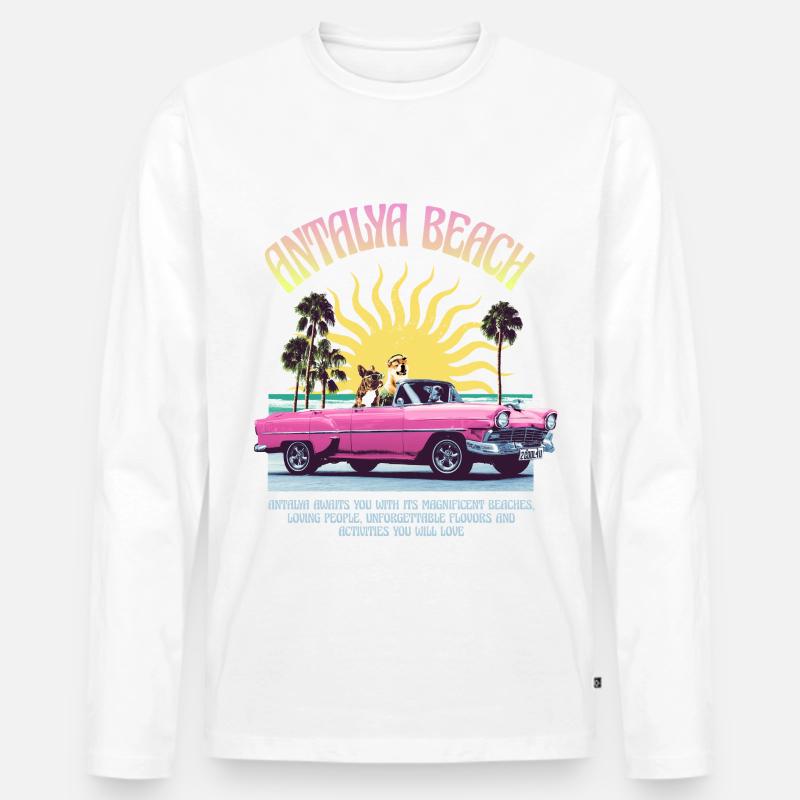 Antalya Beach Retro Design – Summer Vibes - Männer Premium Bio Langarmshirt - Weiß