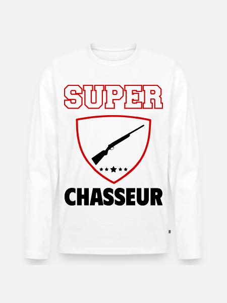 Super Hunter, Father's Day, Christmas - Men's Premium Organic Long Sleeve Shirt - white