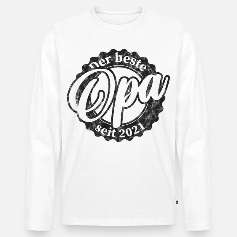 Der Beste Opa seit 2021 - Männer Premium Bio Langarmshirt - Weiß