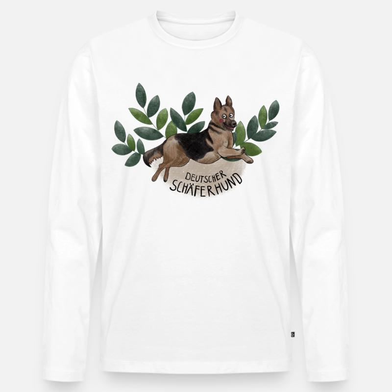 Deutscher Schäferhund Botanika - Männer Premium Bio Langarmshirt - Weiß