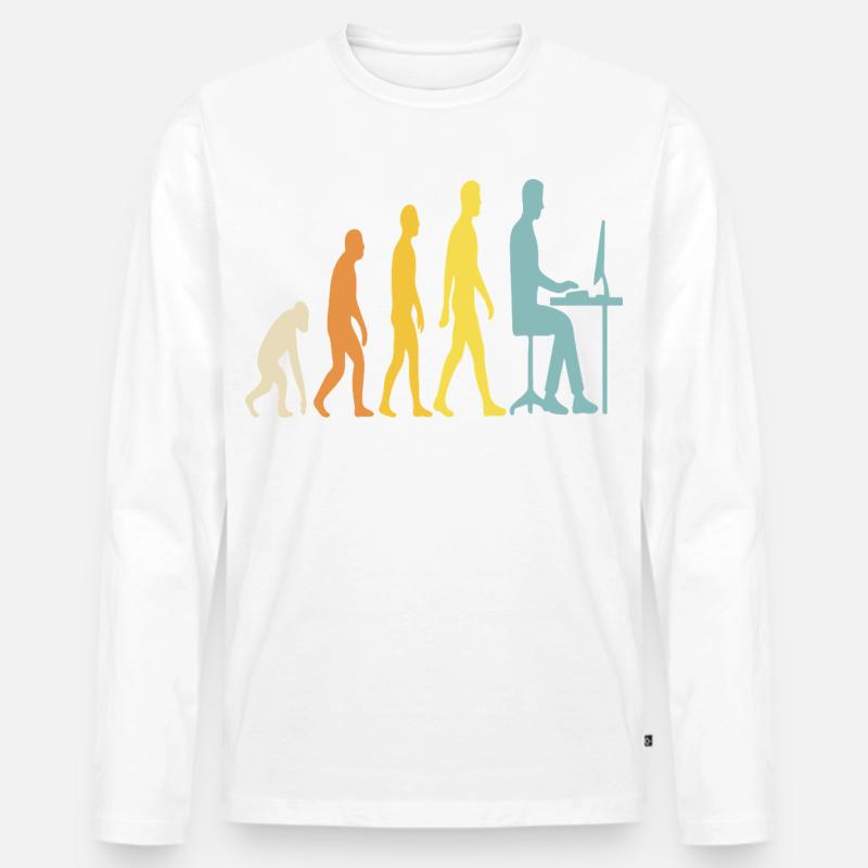 Technische Evolution am Schreibtisch - Männer Premium Bio Langarmshirt - Weiß