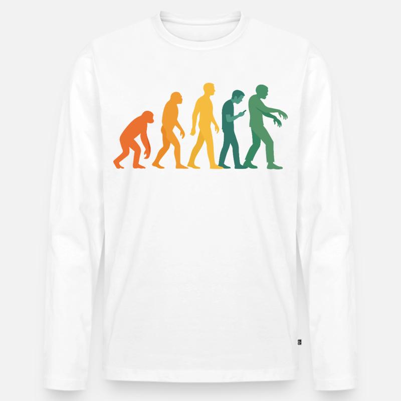 Evolution Silhouette Farbverlauf - Männer Premium Bio Langarmshirt - Weiß