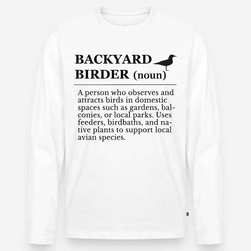 Vogelbeobachtung im Garten - Männer Premium Bio Langarmshirt - Weiß