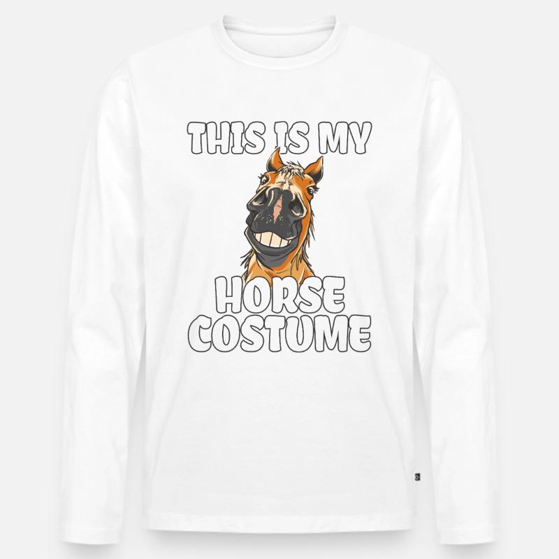 Grinsendes Pferd Pferde Kostüm Pferdekostüm - Männer Premium Bio Langarmshirt - Weiß