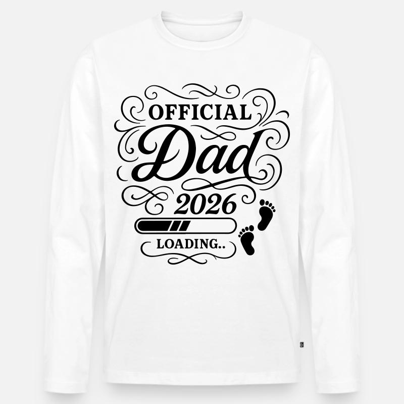 Dad 2026 Papa Loading Vaterschaft - Männer Premium Bio Langarmshirt - Weiß