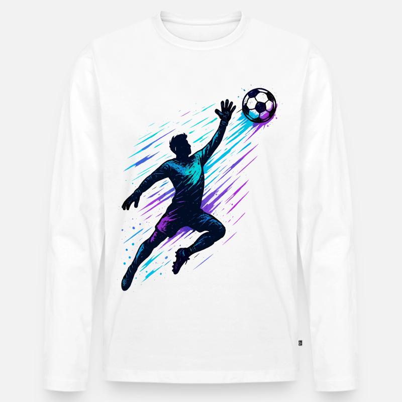 Fußball Torwart Parade Dynamische Aktion - Männer Premium Bio Langarmshirt - Weiß