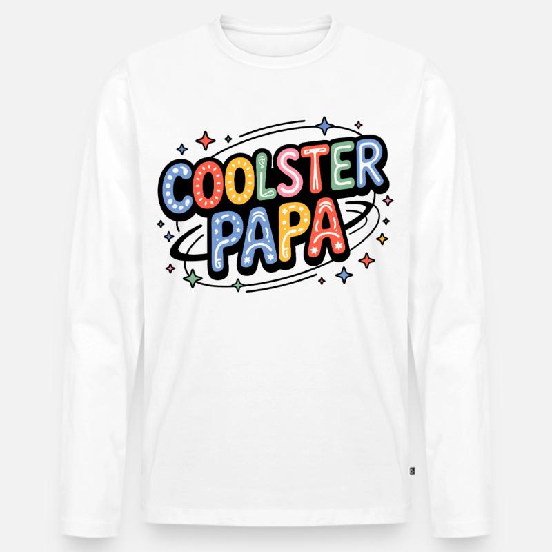 Coolster Papa bunte Retro-Buchstaben - Männer Premium Bio Langarmshirt - Weiß