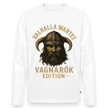 Valhalla attend les Vikings de l’édition Vagnarök - T-shirt manches longues Premium bio Homme - blanc - Devant - Nico (187cm)