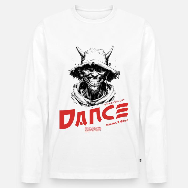 Rotes Dance Logo Energie - Männer Premium Bio Langarmshirt - Weiß