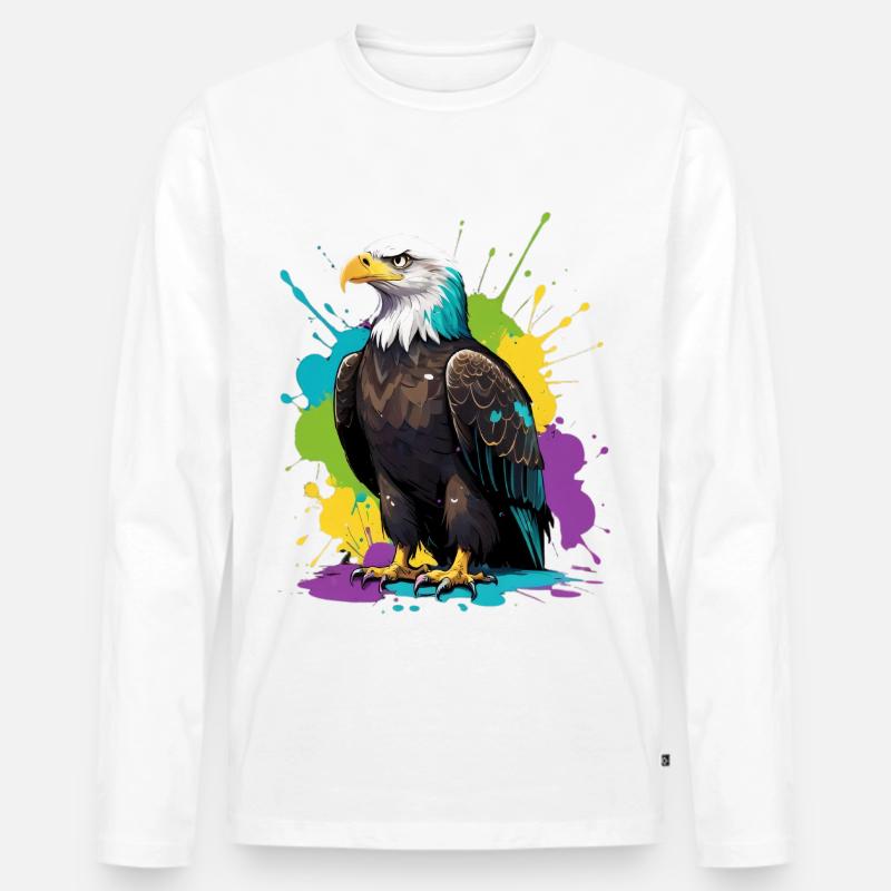 Bunter Adler Farbensplash - Männer Premium Bio Langarmshirt - Weiß