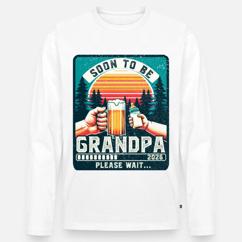 Werdender Opa loading zukünftiger Großvater 2026 - Männer Premium Bio Langarmshirt - Weiß