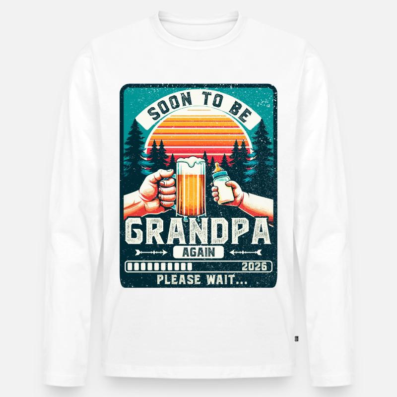 Werdender Opa loading zukünftiger Großvater 2026 - Männer Premium Bio Langarmshirt - Weiß