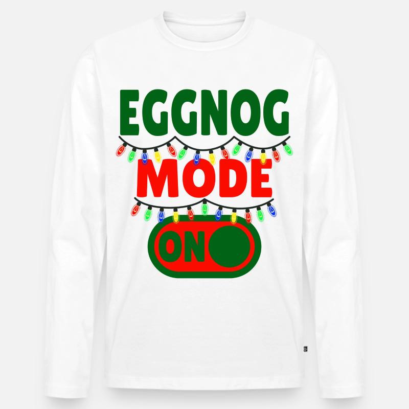 Eggnog Mode ON - lustige Weihnachtssprüche - Männer Premium Bio Langarmshirt - Weiß