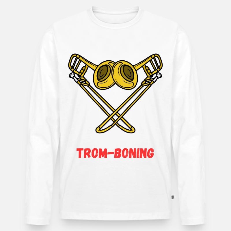 Trom-Beinen - Männer Premium Bio Langarmshirt - Weiß
