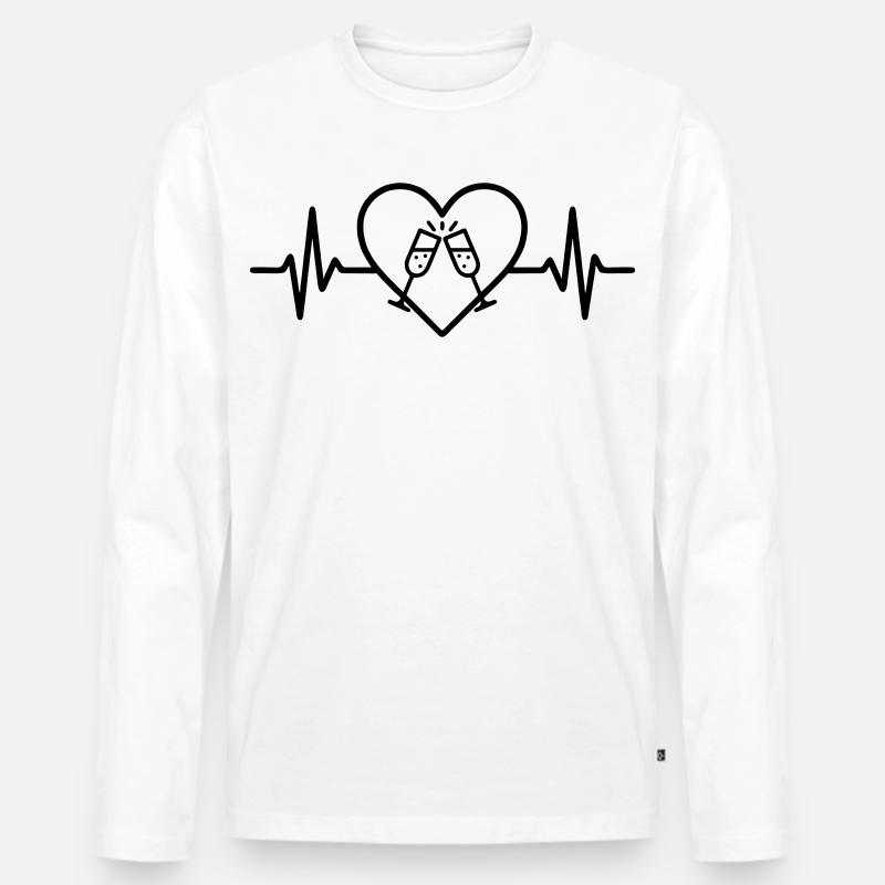 Prickelnde Gläser Herz Anstoßen Feier - Männer Premium Bio Langarmshirt - Weiß