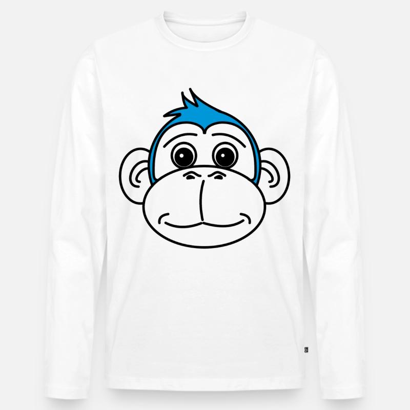 Affe - Männer Premium Bio Langarmshirt - Weiß