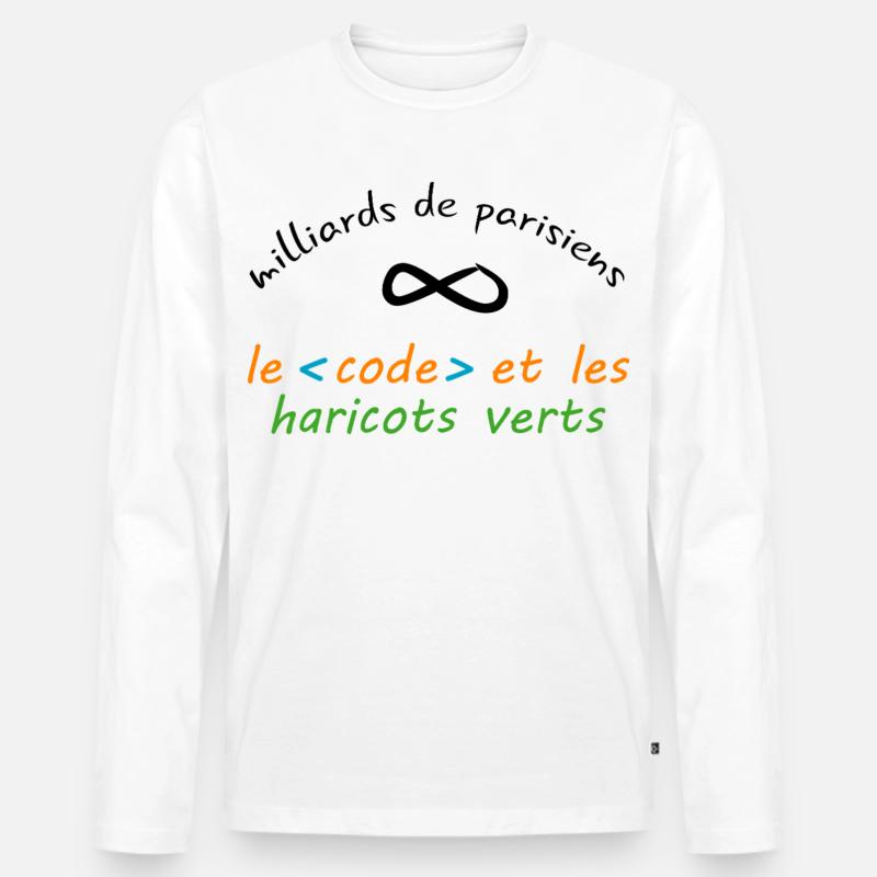 8_milliards_de_parisiens_le_code_et_les_haricot - Männer Premium Bio Langarmshirt - Weiß