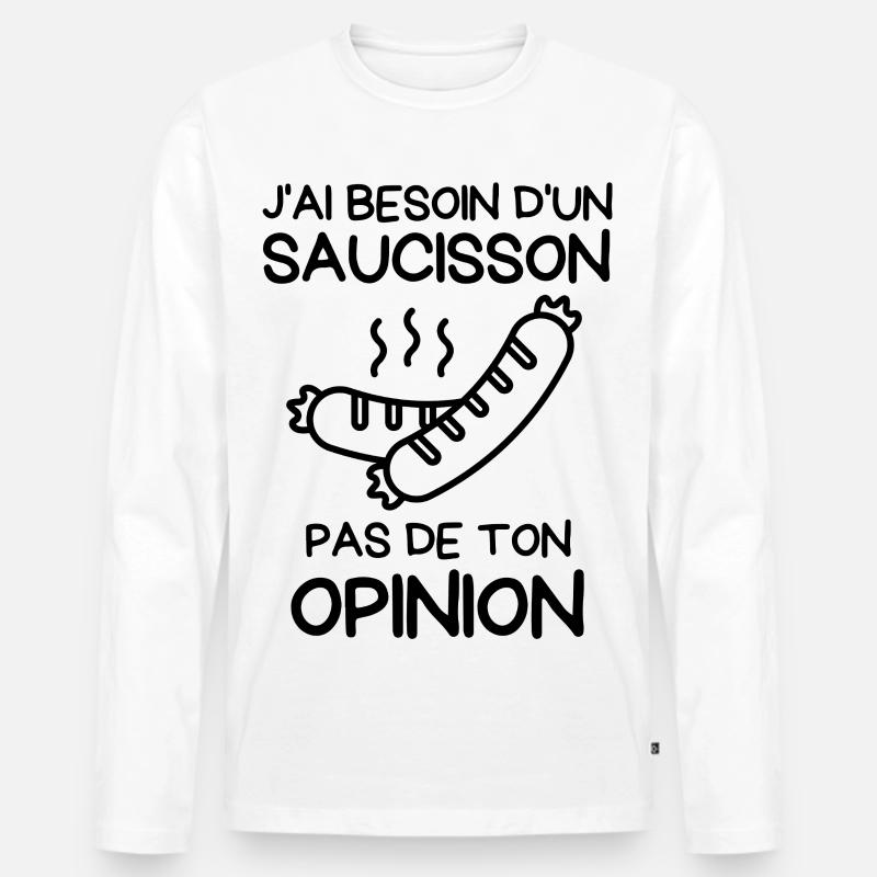 Brauchen Sie eine Wurst - Männer Premium Bio Langarmshirt - Weiß