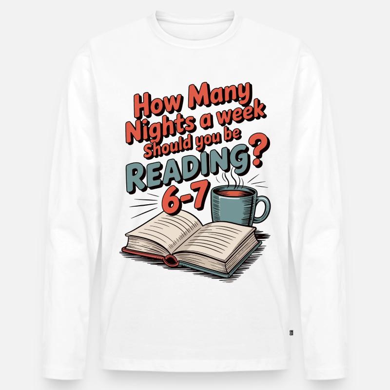 Lese-Motivation 6-7 Nächte Retro Blumen - Männer Premium Bio Langarmshirt - Weiß