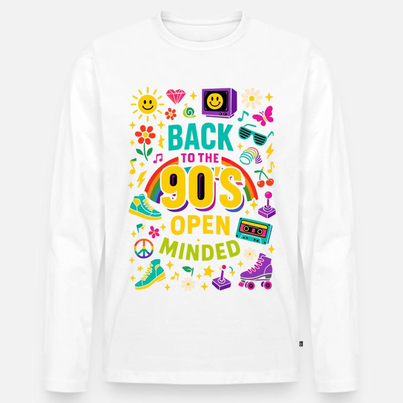 Back To The 90'S Open Minded - Männer Premium Bio Langarmshirt - Weiß