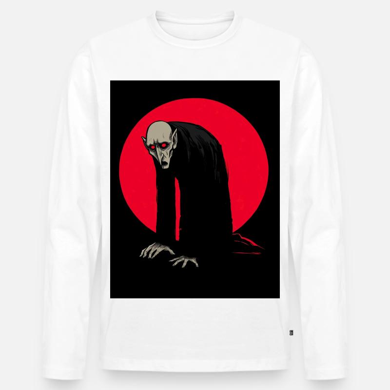 Roter Mond Vampir Dämon im Schatten - Männer Premium Bio Langarmshirt - Weiß
