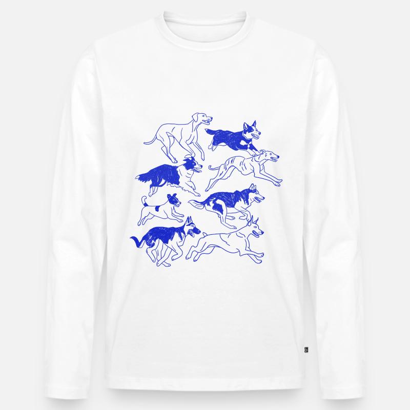 Dynamisches Hunde-Silhouetten-Rudel - Männer Premium Bio Langarmshirt - Weiß