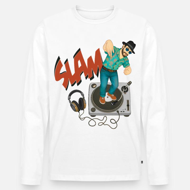 SLAM GUY – nette Leute - Männer Premium Bio Langarmshirt - Weiß