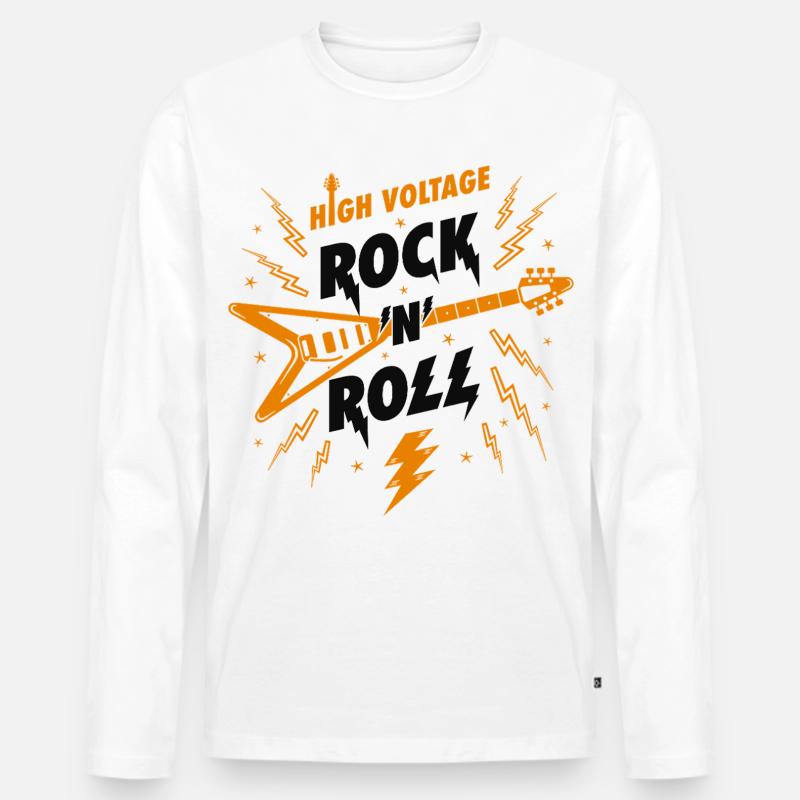 Hochspannungs-Rock'n'Roll-Gitarre - Männer Premium Bio Langarmshirt - Weiß