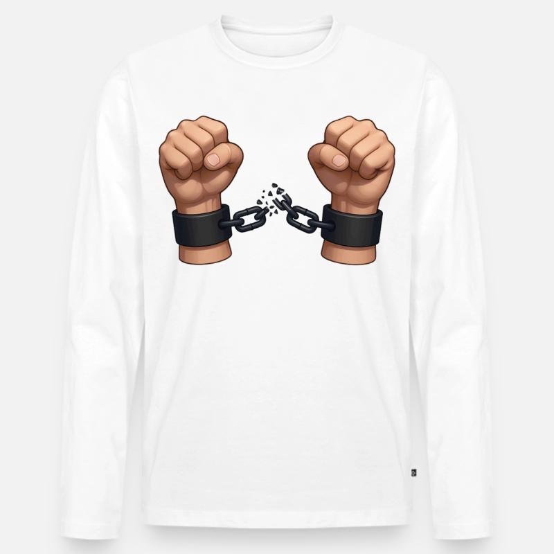 SEI FREI – Freiheit und Rechte - Männer Premium Bio Langarmshirt - Weiß
