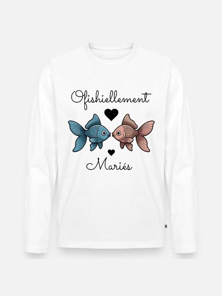 Ofishiellement Ehe-Humor-Pfirsich-Hochzeitspaar - Männer Premium Bio Langarmshirt - Weiß