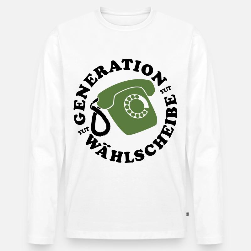 Generation Wählscheibe Festnetz Telefon - Männer Premium Bio Langarmshirt - Weiß