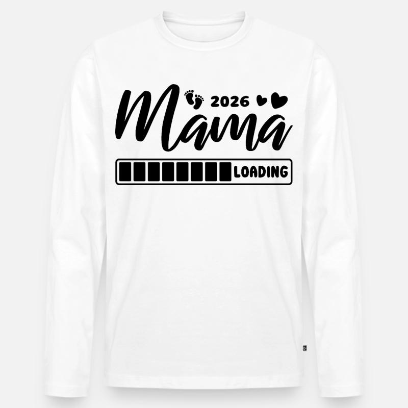 Mama 2026 loading - Schwangerschaft - Geschenk - Männer Premium Bio Langarmshirt - Weiß