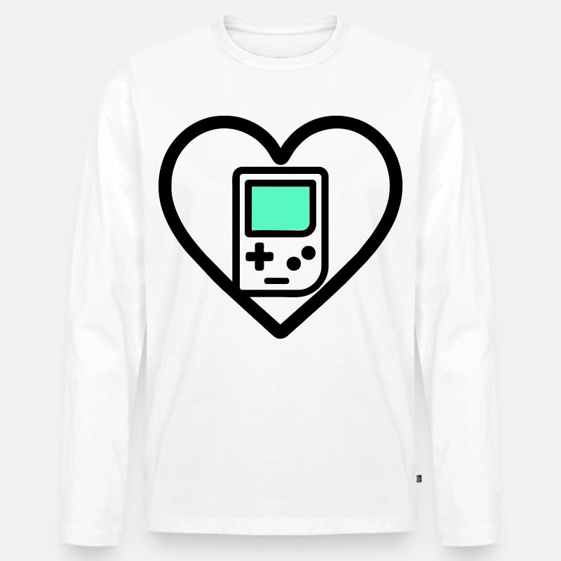 Retro Heart – Retro-Handheld-Konsole - Männer Premium Bio Langarmshirt - Weiß