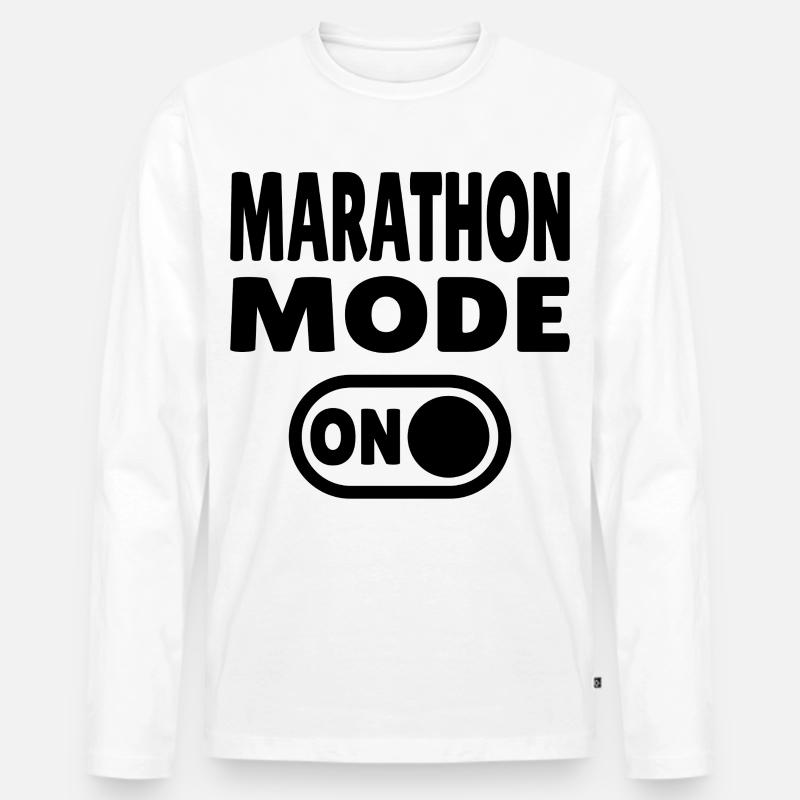 Marathon Mode On – Laufen mit Leidenschaft - Männer Premium Bio Langarmshirt - Weiß