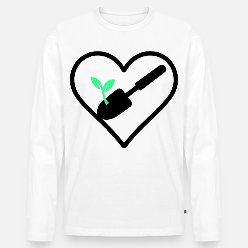 Gardening Heart – Grüne Leidenschaft - Männer Premium Bio Langarmshirt - Weiß