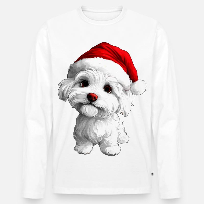 Hündchen Christmas - Männer Premium Bio Langarmshirt - Weiß
