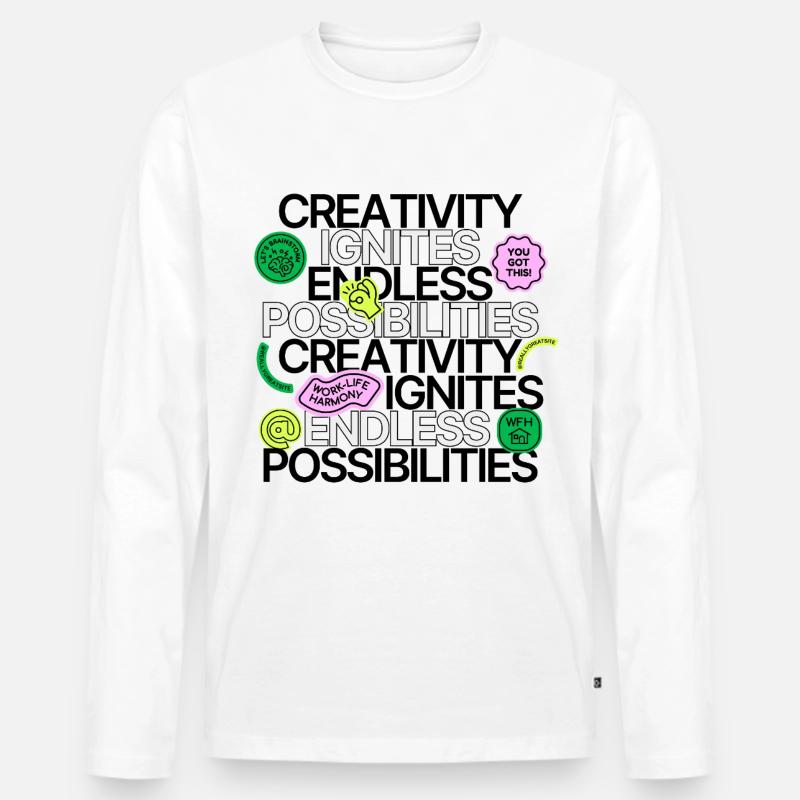 Creativity Ignites Endless Possibilities - Männer Premium Bio Langarmshirt - Weiß