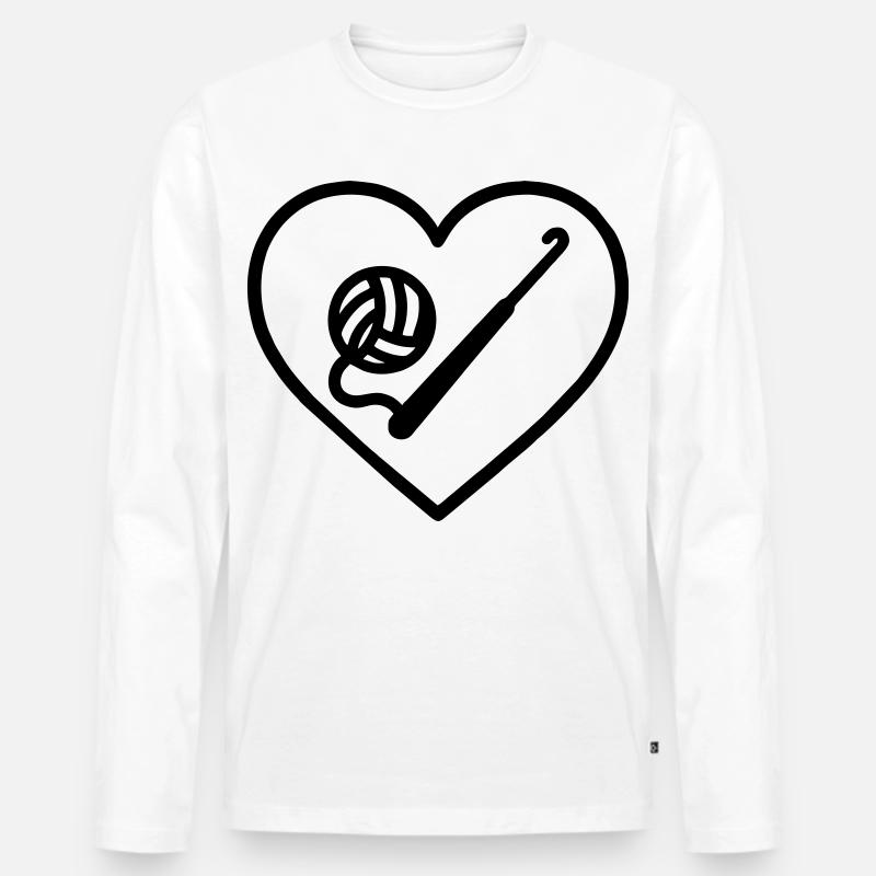 Häkelherz – Handgemachte Leidenschaft - Männer Premium Bio Langarmshirt - Weiß