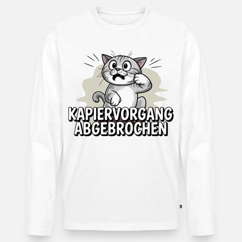 Kapiervorgang abgebrochen – Katze verwirrt - Männer Premium Bio Langarmshirt - Weiß