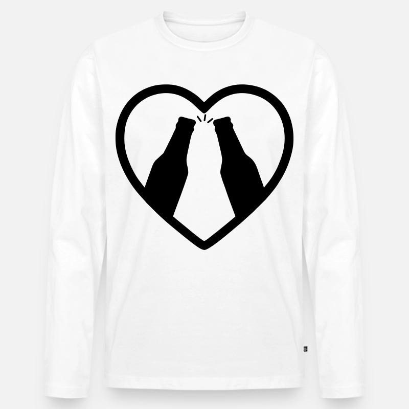 Herz-Bierflaschen, Prost, Geschenk - Männer Premium Bio Langarmshirt - Weiß