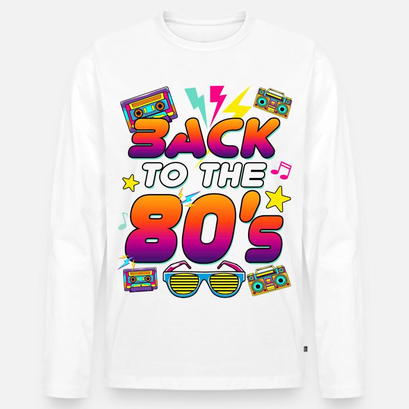 80er Neon Retro Kassette - Männer Premium Bio Langarmshirt - Weiß