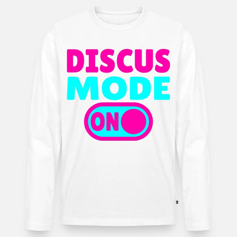 Discus Mode ON - Diskuswerfer - Männer Premium Bio Langarmshirt - Weiß